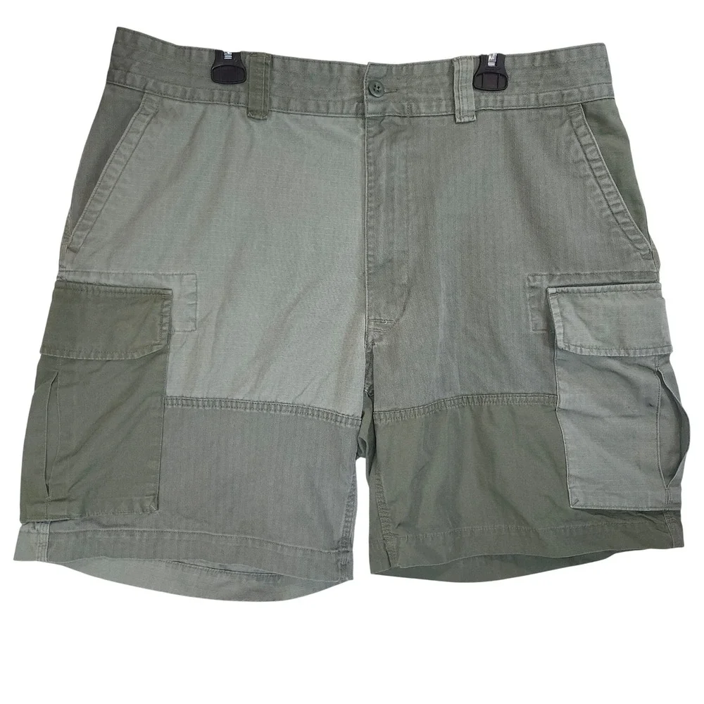Polo Ralph Lauren Mens 38 Relaxed Fit Patchwork Cargo Shorts Olive Green Cotton
